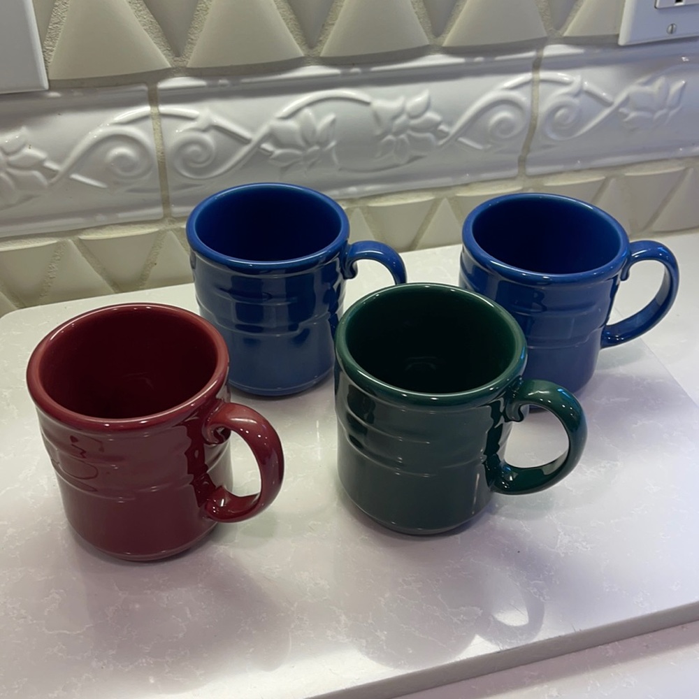 Red, Blue and Green mugs Longaberger Woven Traditions Mugs